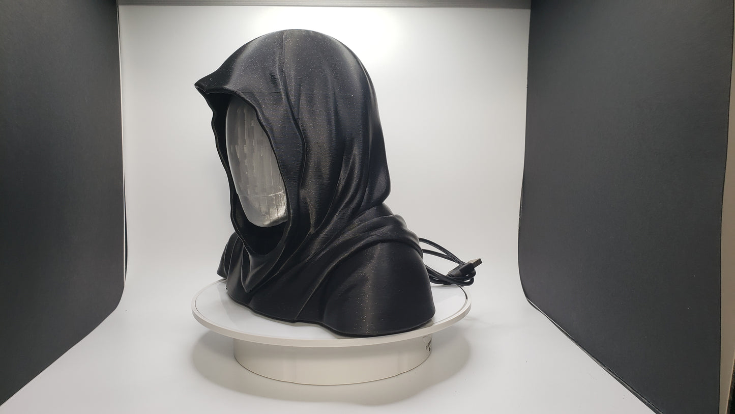 Hooded Faceless Watcher – Desk Figurine - Decor - LED Lighting & Remote Control