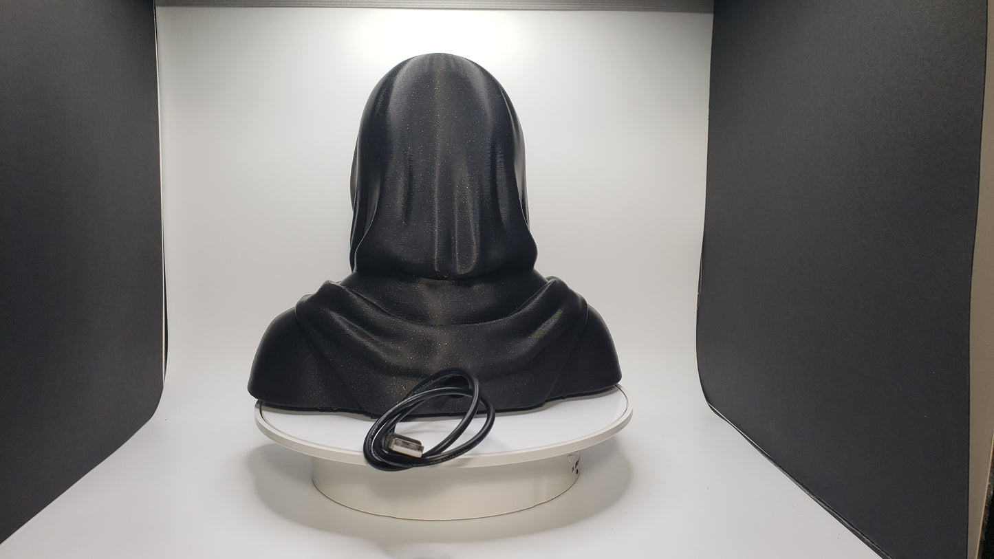 Hooded Faceless Watcher – Desk Figurine - Decor - LED Lighting & Remote Control
