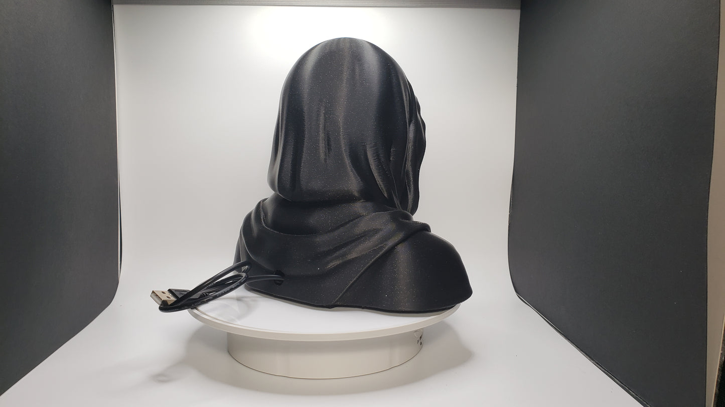 Hooded Faceless Watcher – Desk Figurine - Decor - LED Lighting & Remote Control