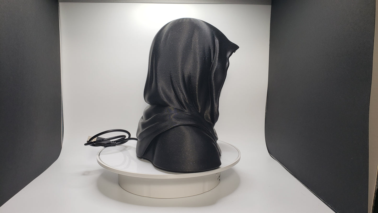 Hooded Faceless Watcher – Desk Figurine - Decor - LED Lighting & Remote Control