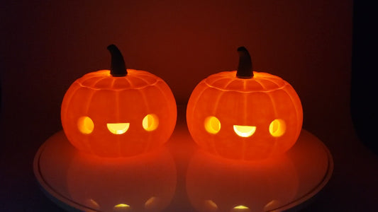 Cute Jack-O-Lantern Set - Halloween Decor - LED Illuminated