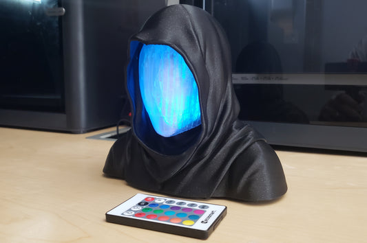 Hooded Faceless Watcher – Desk Figurine - Decor - LED Lighting & Remote Control